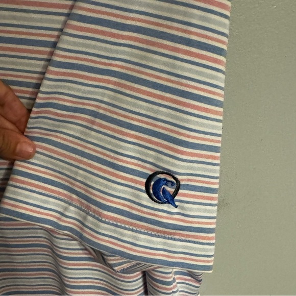 Peter Millar Men’s Blue Pink Gray Short Sleeve Southern Comfort Golf Polo Sz XL - Picture 5 of 6